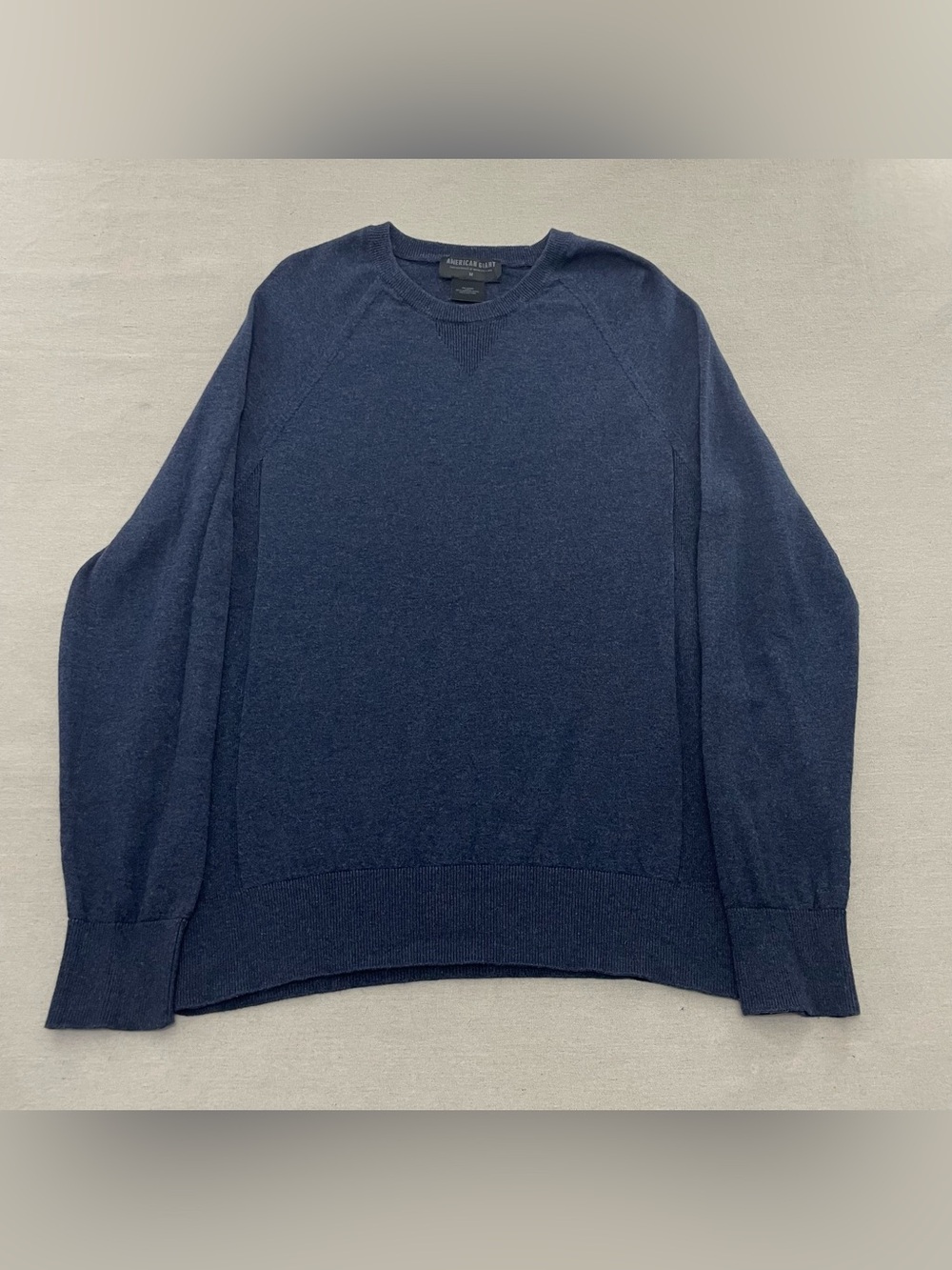 American Giant Sweater Men's M Blue Merino Wool Cotton Blend USA Made Crew